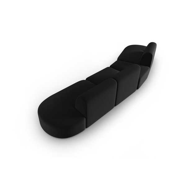 Juodos spalvos iš velveto sofa su kairiuoju kampu 428 cm Paolo – Milo Casa-image-3