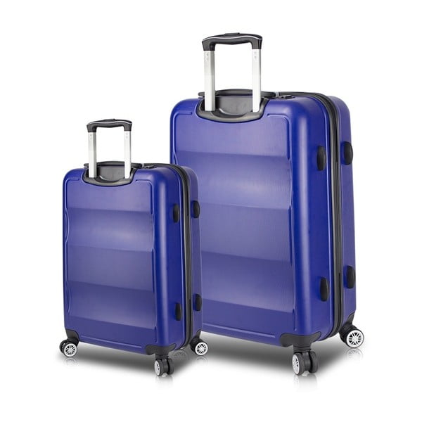 2 mėlynų kelioninių lagaminų ant ratukų su USB jungtimis rinkinys "My Valice LASSO Cabin & Large