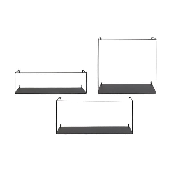 Juodos spalvos iš metalo sieninės lentynos 3 vnt. 40 cm Ulmo – House Nordic