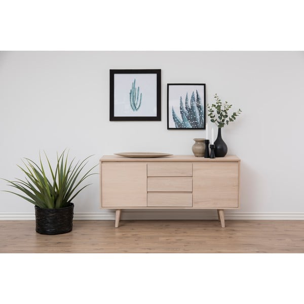 Žema šoninė spintelė natūralios spalvos iš ąžuolo 150x75 cm Nagano – Actona-image-1