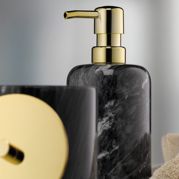 Juodos spalvos marmurinė dėžutė makiažo tamponams Kela Liron-image-2