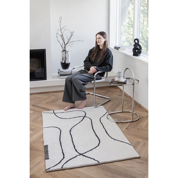 Skalbiamas dramblio kaulo spalvos iš medvilnės kilimas 100x140 cm Shadow – Mette Ditmer Denmark-image-1