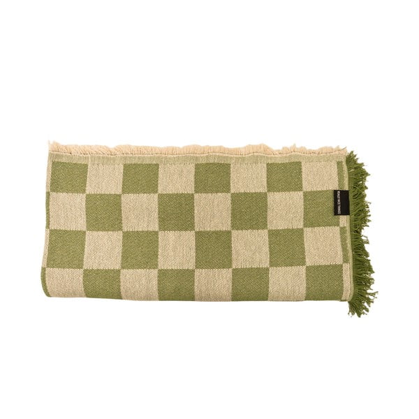Lovatiesė žalios spalvos/smėlio spalvos dvigulei lovai 240x240 cm Green Checkerboard – Really Nice Things