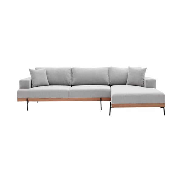 Kampinė sofa šviesiai pilkos spalvos (su dešiniuoju kampu) Liva – Artie