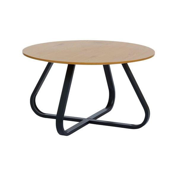 Apvalios formos kavos staliukas natūralios spalvos su ąžuolo dekoro stalviršiu ø 80 cm Cesura – Unique Furniture-image-2