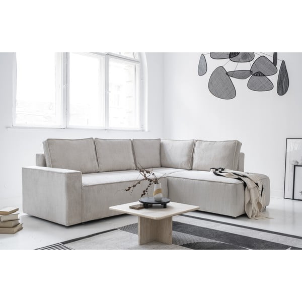 Iš kordinio velveto sulankstoma kampinė sofa baltos spalvos (su dešiniuoju kampu) Brave Dave – Miuform-image-3