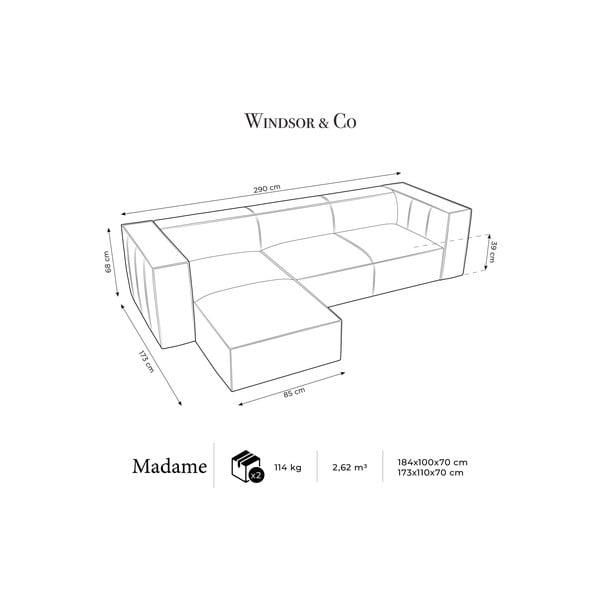 Iš odos kampinė sofa tamsiai mėlynos spalvos (su kairiuoju kampu) Madame – Windsor & Co Sofas-image-4