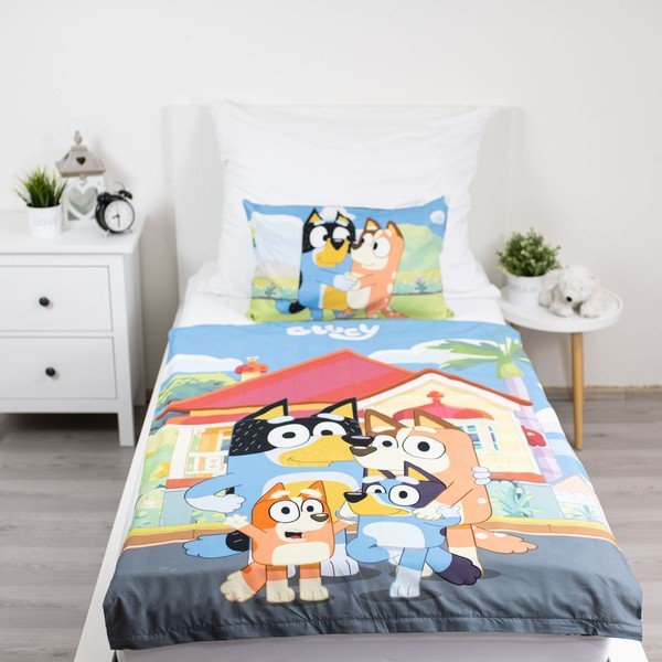Iš medvilnės vaikiška patalynė vaikiškai lovai 100x135 cm Bluey – Jerry Fabrics-image-1