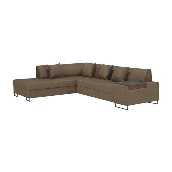 Šviesiai ruda kampinė sofa-lova su juodomis kojomis "Cosmopolitan Design Orlando", kairysis kampas