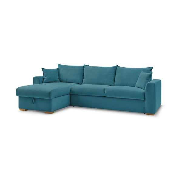 Iš kordinio velveto sulankstoma kampinė sofa mėlynos spalvos (kintama) Augustin – Bobochic Paris-image-3