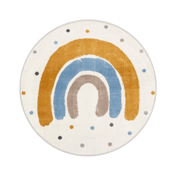 Ochros spalvos/dramblio kaulo spalvos vaikiškas kilimas ø120 cm Joyful Gold – FD