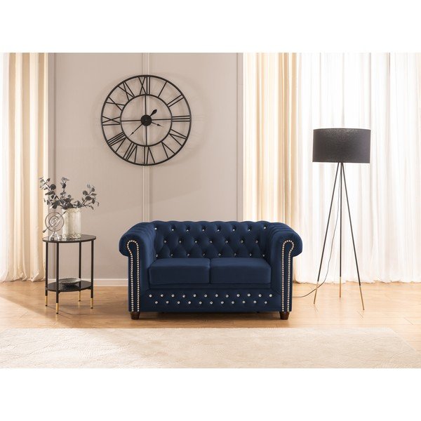 Mėlynos spalvos sulankstoma sofa iš velveto 148 cm York Blik – Ropez-image-1