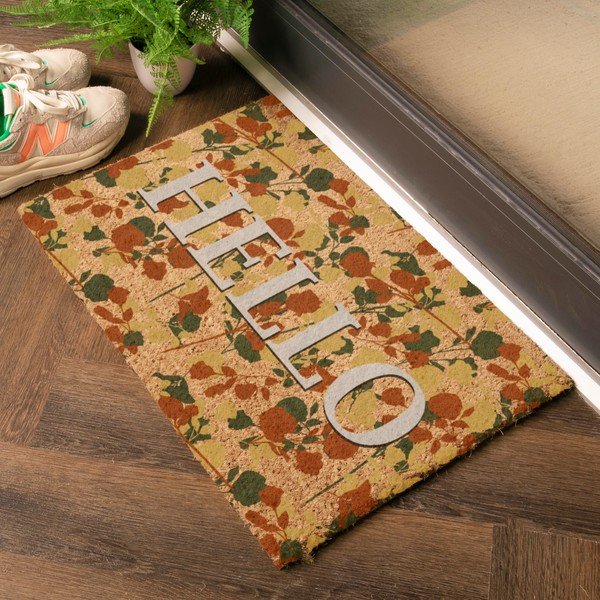 Iš kokoso pluošto grindų kilimėlis 40x60 cm Hello Floral – Artsy Doormats-image-1