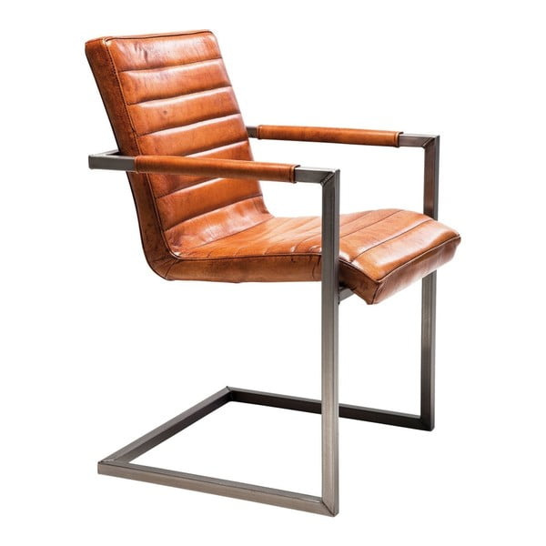 Ruda odinė kėdė su porankiais "Kare Design Cantilever