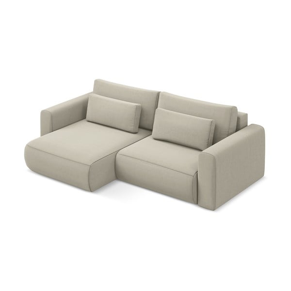 Smėlio spalvos iš velveto sulankstoma/su sandėliavimo vieta kampinė sofa (su kairiuoju kampu/su gultu) Kapua – Makamii-image-4