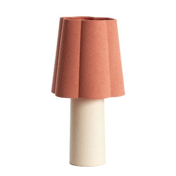 Rausvos spalvos/kreminės spalvos stalinis šviestuvas (aukštis 50 cm) su tekstiliniu gaubtu Musaby – Light & Living