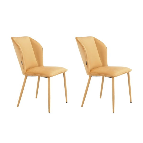 Iš aksomo valgomojo kėdės geltonos spalvos 2 vnt. Wilma – Støraa-image-4