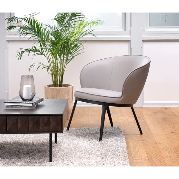 Iš dirbtinės odos krėslas pilkos spalvos/smėlio spalvos Gain – Unique Furniture-image-1