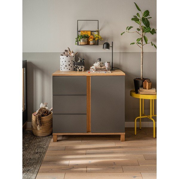 Pilkos spalvos komoda Vox Altitude, aukštis 85 cm-image-3