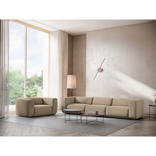 Smėlio spalvos iš velveto sofa 319 cm Ekahi – Makamii-image-1