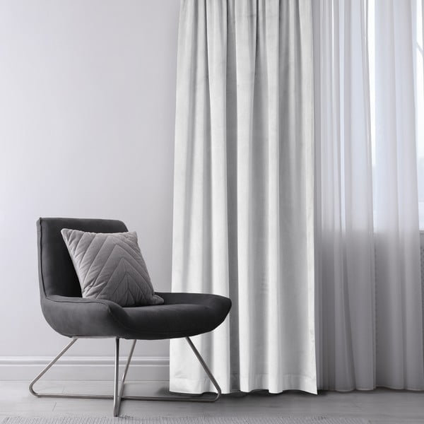 Baltos spalvos iš velveto pritemdymas (dalinis užtemimas) užuolaida 140x270 cm Eyelets – Restilo-image-1