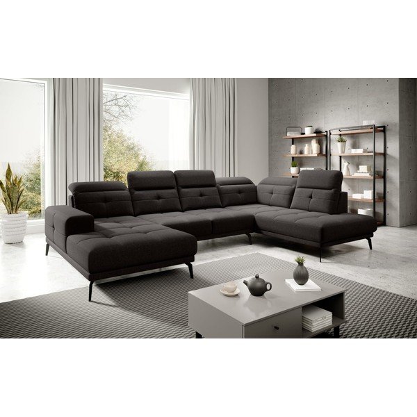 Tamsiai rudos spalvos kampinė sofa (su dešiniuoju kampu/„U“ formos) Bretan – ELTAP-image-1