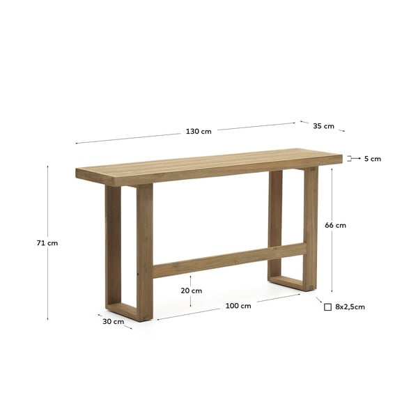 Natūralios spalvos medžio masyvo sodo suoliukas Canadell – Kave Home-image-4