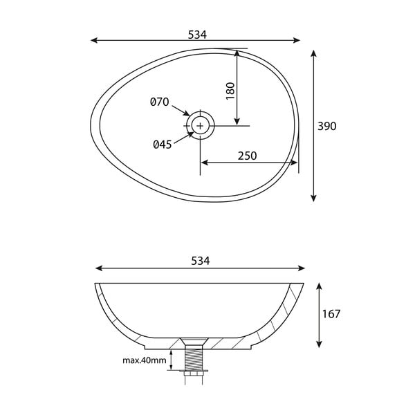 Iš betono praustuvas tamsiai pilkos spalvos 53x39 cm Punc – Sapho-image-3