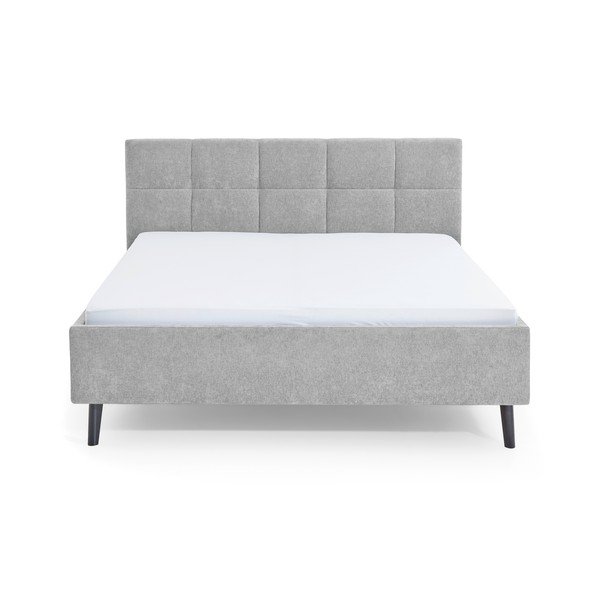 Pilkos spalvos dvigulė lova audiniu dengta su sandėliavimo vieta su lovos grotelėmis 180x200 cm Nova – Meise Möbel