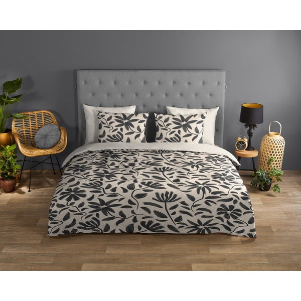 Juodos spalvos/smėlio spalvos iš medvilnės viengulė/itin ilga patalynė 140x220 cm Emilia – Good Morning-image-1