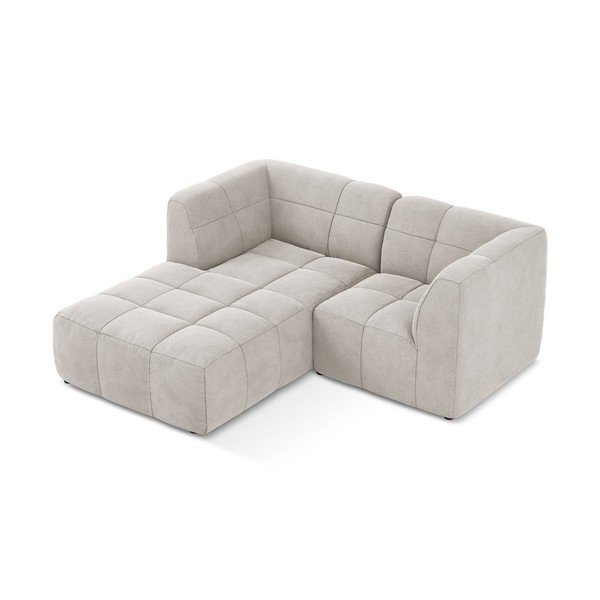 Smėlio spalvos kampinė sofa iš velveto (su kairiuoju kampu/su gultu) Aloha – Makamii-image-3