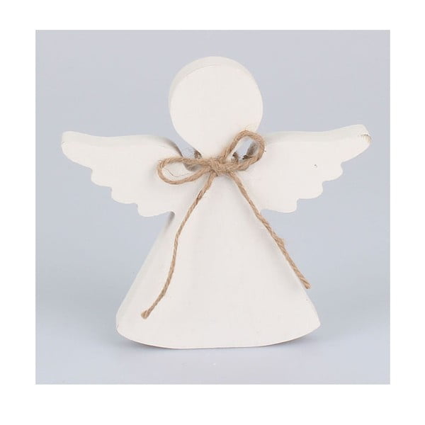 Baltas medinis dekoratyvinis angelas Dakls