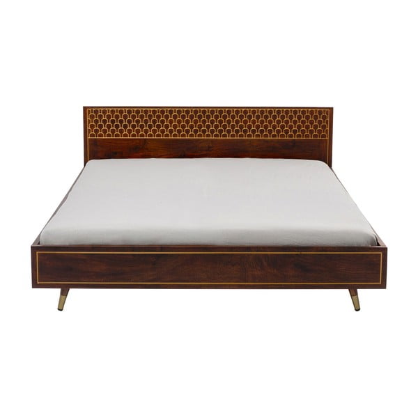 Dvigulė lova natūralios spalvos iš mango medienos masyvo 180x200 cm Muskat – Kare Design