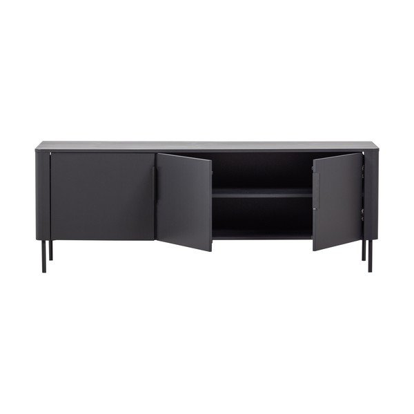 Matinės juodos spalvos TV spintelė iš pušies masyvo 154x56x44 cm Gunnar – WOOOD-image-3