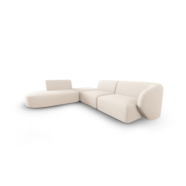 Smėlio spalvos iš šenilinio audinio kampinė sofa (su kairiuoju kampu/„L“ formos) Paolo – Milo Casa-image-2