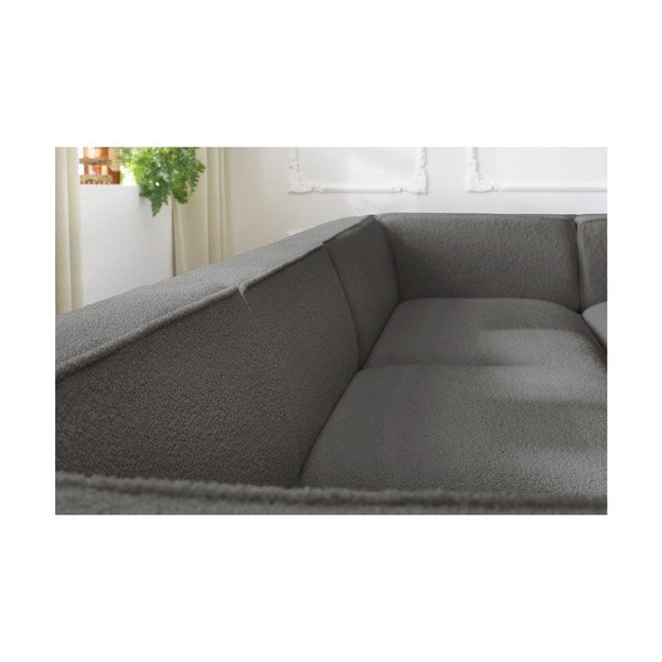 Tamsiai pilkos spalvos iš boucle modulinė kampinė sofa (su dešiniuoju kampu/„U“ formos) Megeve – Bobochic Paris-image-3