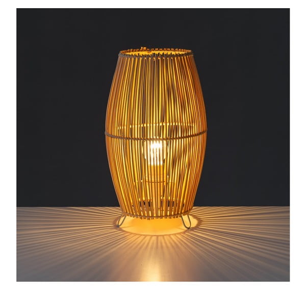 Iš bambuko stalinis šviestuvas natūralios spalvos su bambukiniu gaubtu (aukštis 29 cm) Natural Way – Casa Selección-image-1