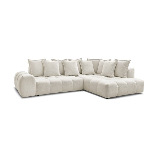 Baltos spalvos iš šenilinio audinio sulankstoma/su sandėliavimo vieta kampinė sofa (su dešiniuoju kampu/„L“ formos) Everest – Bobochic Paris-image-3