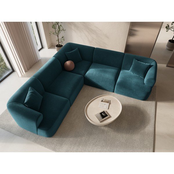 Smaragdinės spalvos kampinė sofa iš velveto Campi – Cosmopolitan Design-image-1