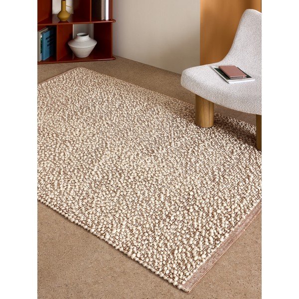 Rankų darbo smėlio spalvos iš vilnos mišinio kilimas 120x170 cm Claude – MADE-image-3