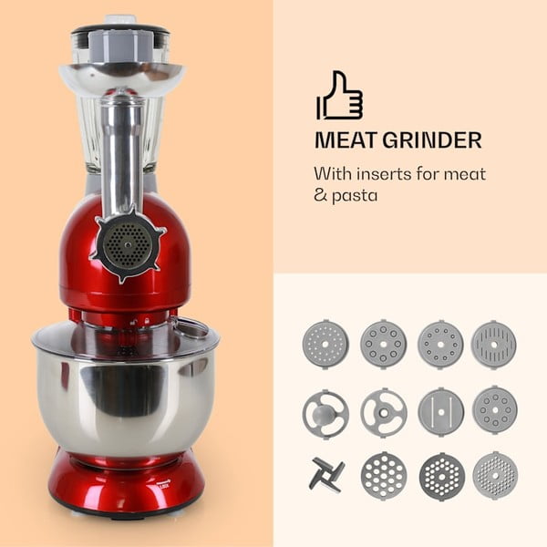 Raudonas universalus virtuvės kombainas Klarstein Lucia Rossa-image-3