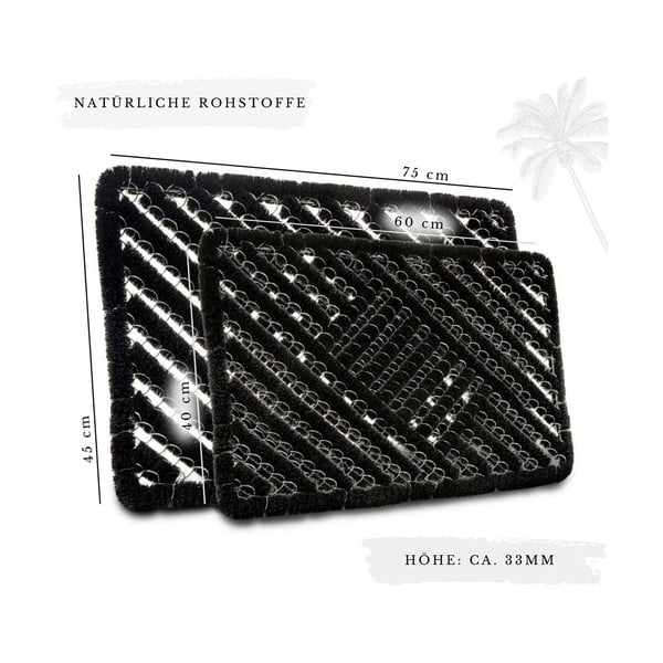 Grindų kilimėlis iš kokoso pluošto 40x60 cm Coco Black – Hanse Home-image-4