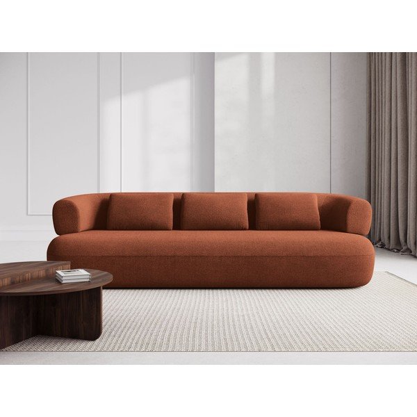 Terakotos spalvos sofa iš boucle 200 cm Jenny – Micadoni -image-1