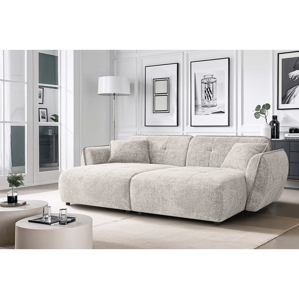 Smėlio spalvos sofa iš šenilinio audinio su gultu 252 cm Nelia Big – Ropez-image-1