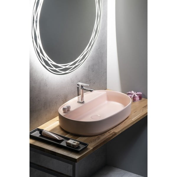 Iš keramikos praustuvas rožinės spalvos 60x40 cm Infinity Oval – Sapho-image-1