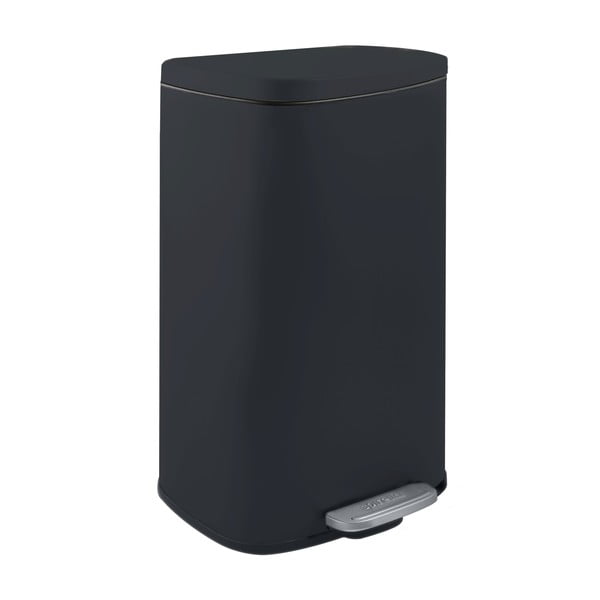 Matinės juodos spalvos iš plieno šiukšliadėžė su pedalu 50 l   Akira – Spirella