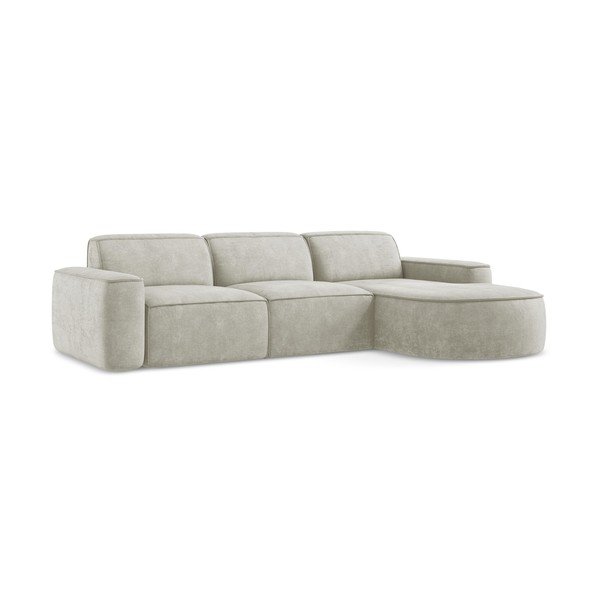 Kreminės spalvos iš šenilinio audinio kampinė sofa (su dešiniuoju kampu/su gultu) Omao – Makamii-image-3