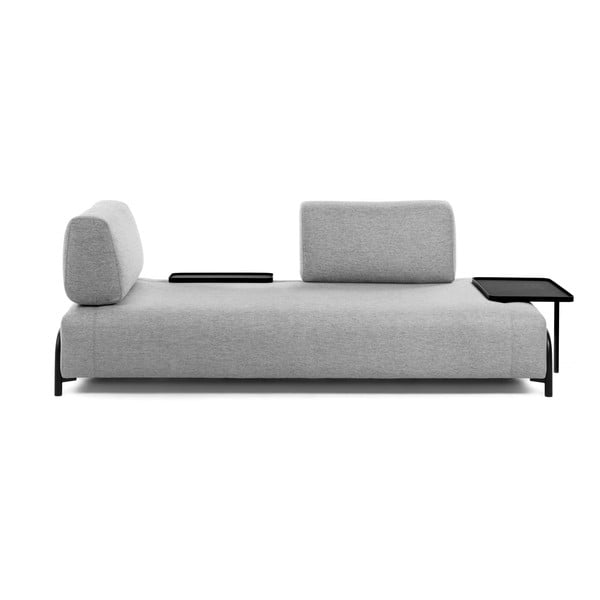 Šviesiai pilka sofa su integruotu padėklu Kave Home Compo-image-3