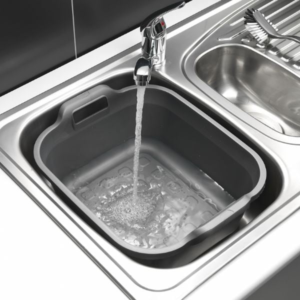 Metalo pilkos spalvos plastikinis dubuo su dviem rankenomis Addis, 39 x 32 x 14 cm-image-1