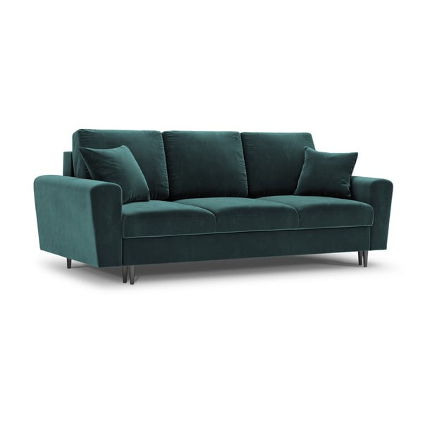 Smaragdinės spalvos iš velveto sulankstoma/su sandėliavimo vieta sofa 235 cm Kyoto – Cosmopolitan Design-image-1